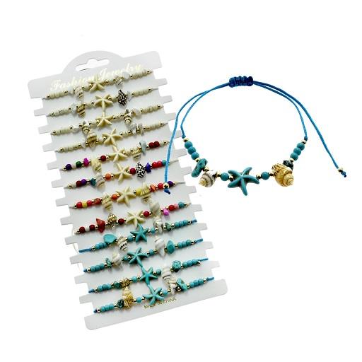 Stone Starfish With Seashell and Beads Adjustable Bracelet image