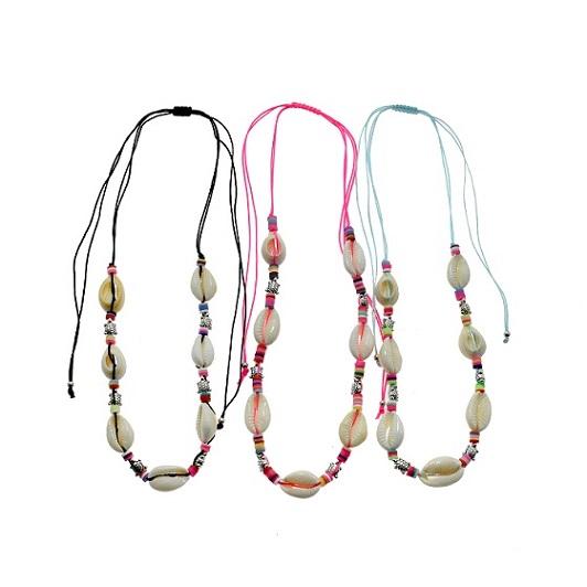 Cowrie Shell Turtle Charm With Heishi Beads Choker Necklace image