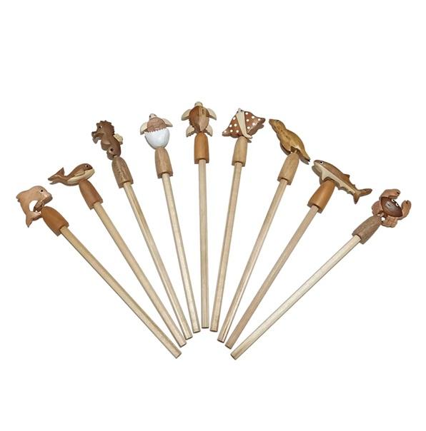 Handmade Carved Sea Animal Wooden Pencil image