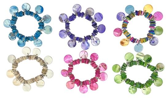 Multicolor  Disc Charm Stretch Shell  Bracelet image