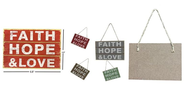 "Faith Hope & Love" Wood  Wall Decor Signs image