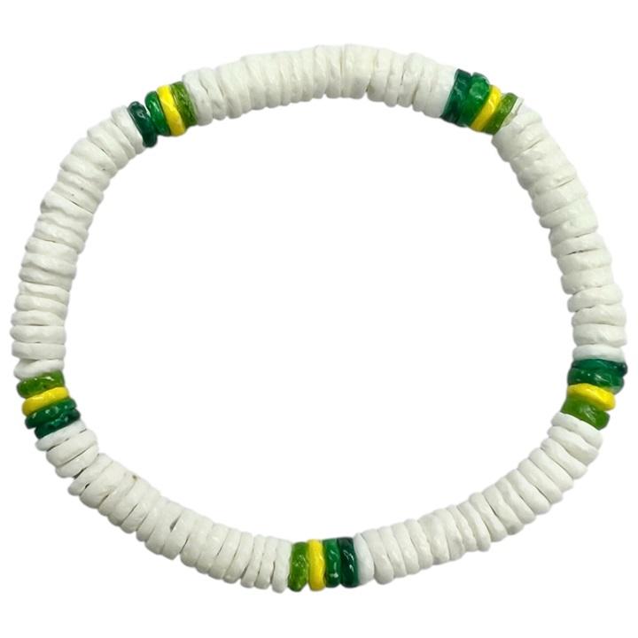 White and Green Clam Shell Stretch Bracelet image