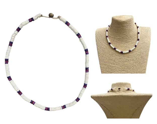 White and Purple Clam Shell Necklace image