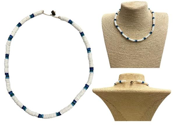 White and Blue Clam Shell Necklace image