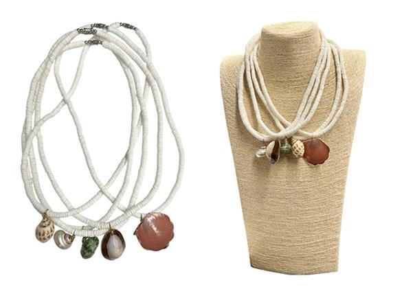 White Clam Shell With Assorted Seashell Pendant Necklace. image