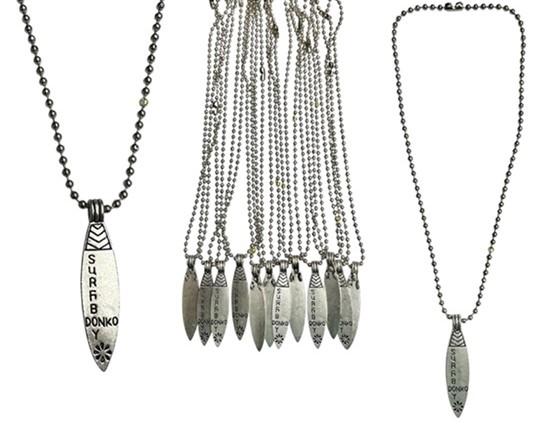 Stainless Steel Ball Chain With Surf Board  Pendant Necklace image