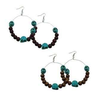 Skull & Wooden Beads Earring image