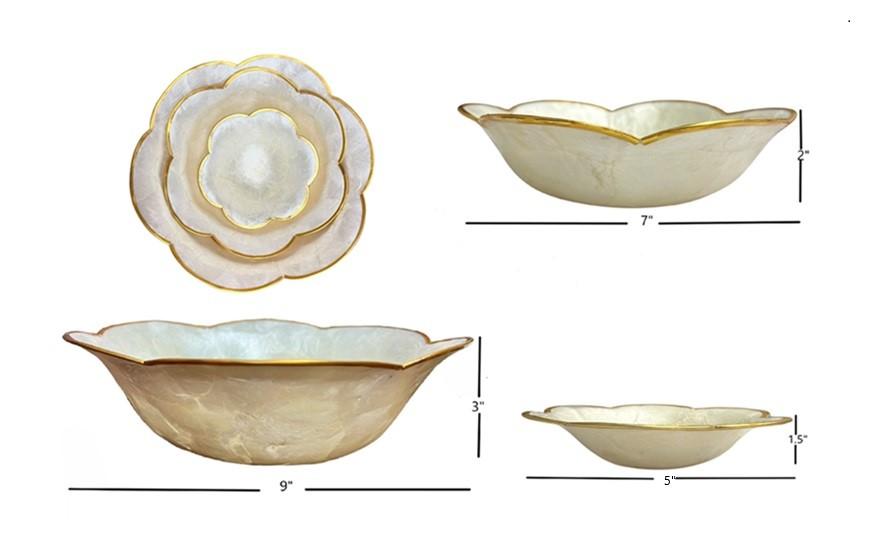 Vintage Round Flower Shape Capiz Shell Bowl/Dish Set image