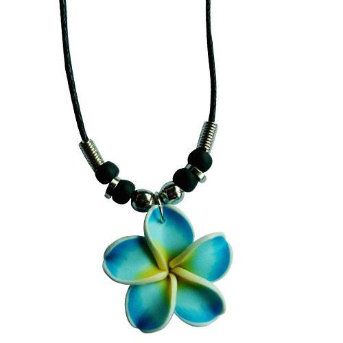 Blue Fimo Flower Necklace image