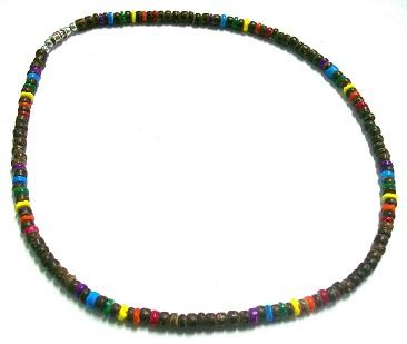 Rainbow Shell With Brown Coconut Necklace image