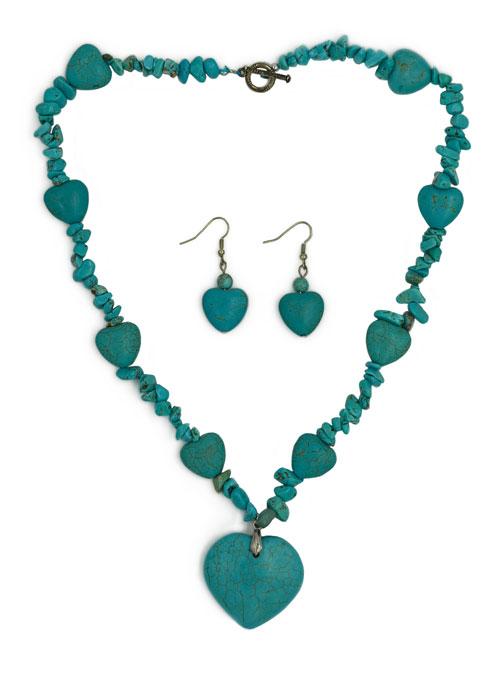 Turquoise Stone Necklace & Earring Set image