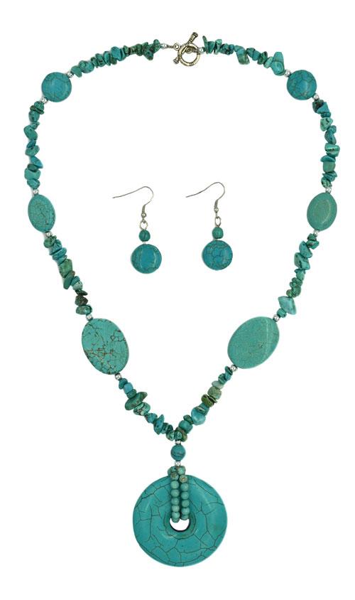 Turquoise Stone Necklace & Earring Set image