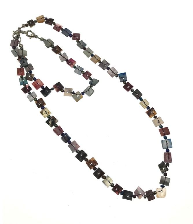 Multi Color Shell Necklace & Bracelet Set image