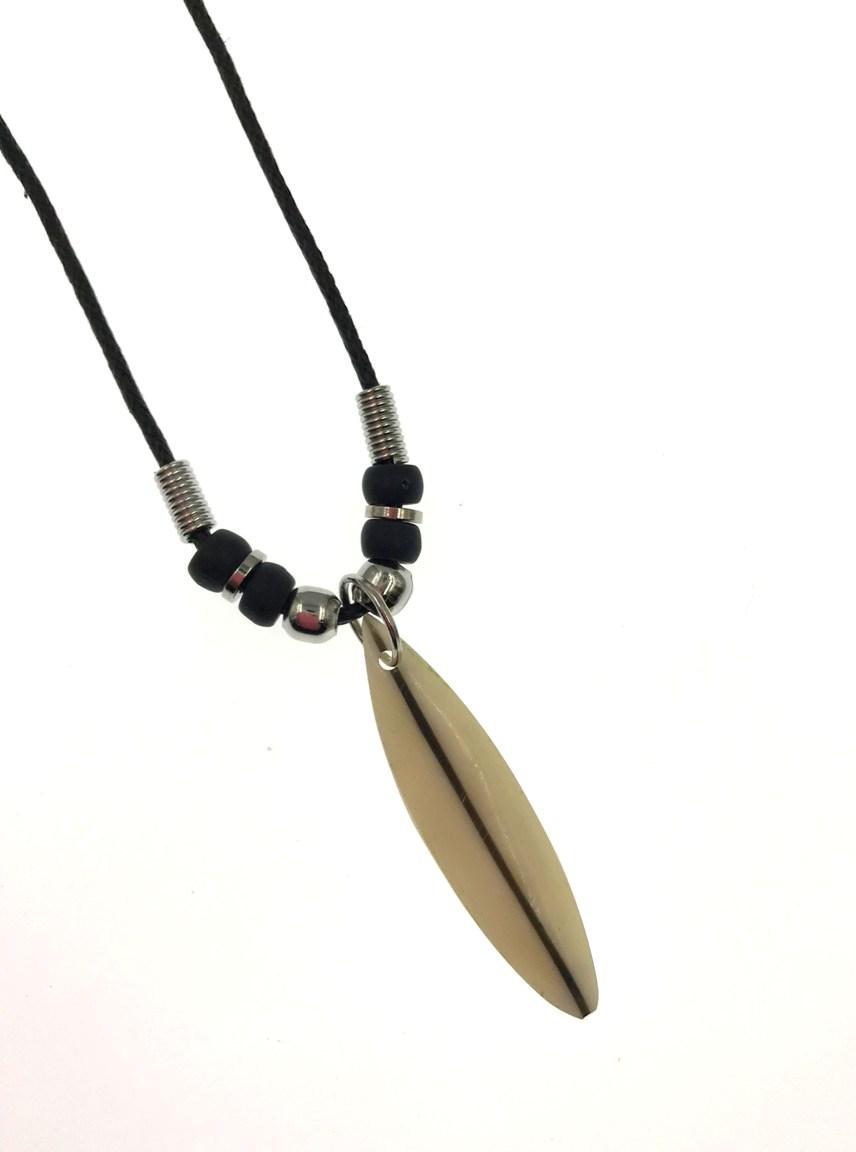 Surf Board Made Of Bone Pendant Necklace image