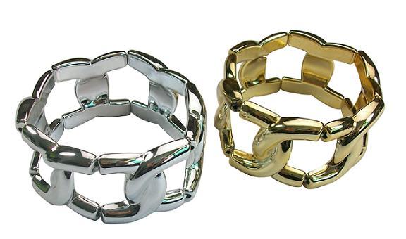 Silver And Gold Elastic Chain Bracelets image