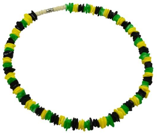 Yellow ,Green and Black Rose Clam Shell Necklace image