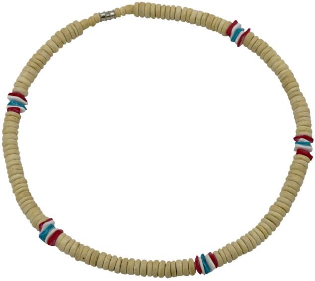 Red White And Blue Rose Clam With Beige Coconut Necklace image