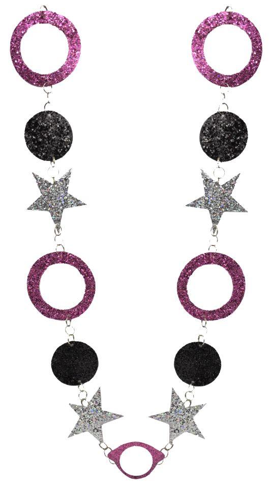73" Tres Chic Star & Circle Garland - Pink/Black/Silver image