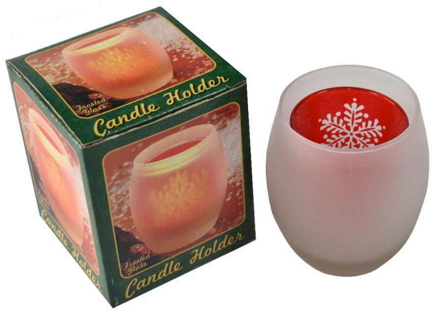 Frosted Glass Snowflake Candle Holder image