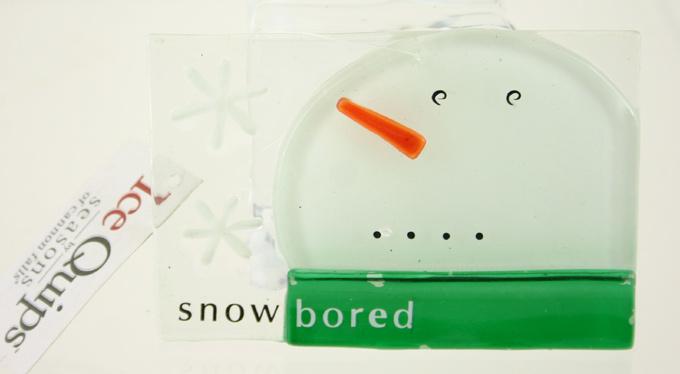 Ice Quips Snow Bored Snowman Glass Ornament image