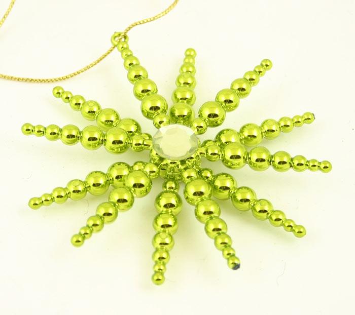 Green Beaded Snowflake Ornament image