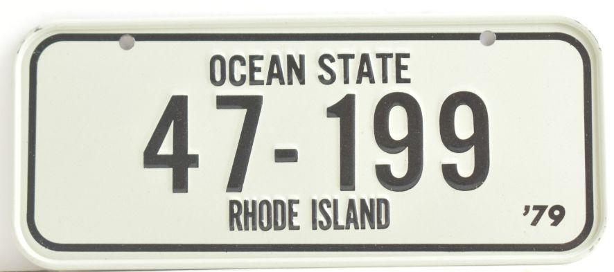 Vintage 1979 Stamped Lettering All Metal Bicycle Tag Rhode Island image