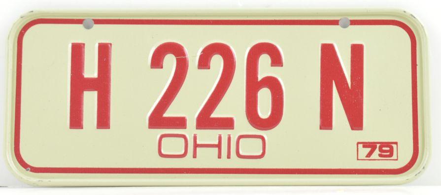 Vintage 1979 Stamped Lettering All Metal Bicycle Tag Ohio image