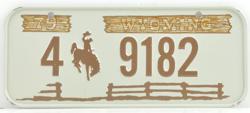 Vintage 1979 Stamped Lettering All Metal Bicycle Tag Wyoming image