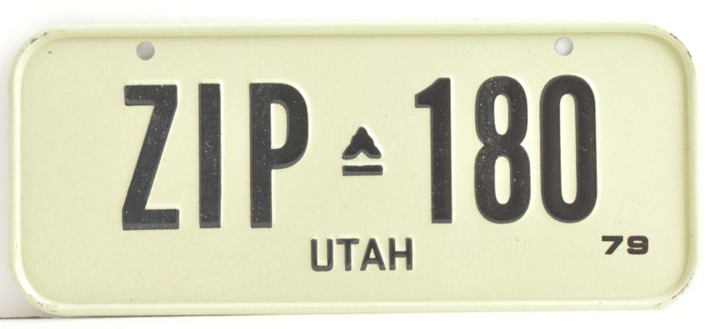 Vintage 1979 Stamped Lettering All Metal Bicycle Tag Utah image
