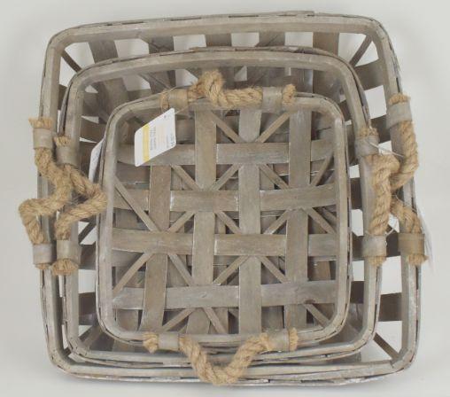 Set of 3 Gray Tobacco Baskets image