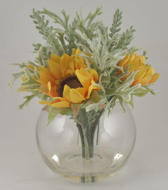 Sunflower Succulent in Bubble Glass Vase image