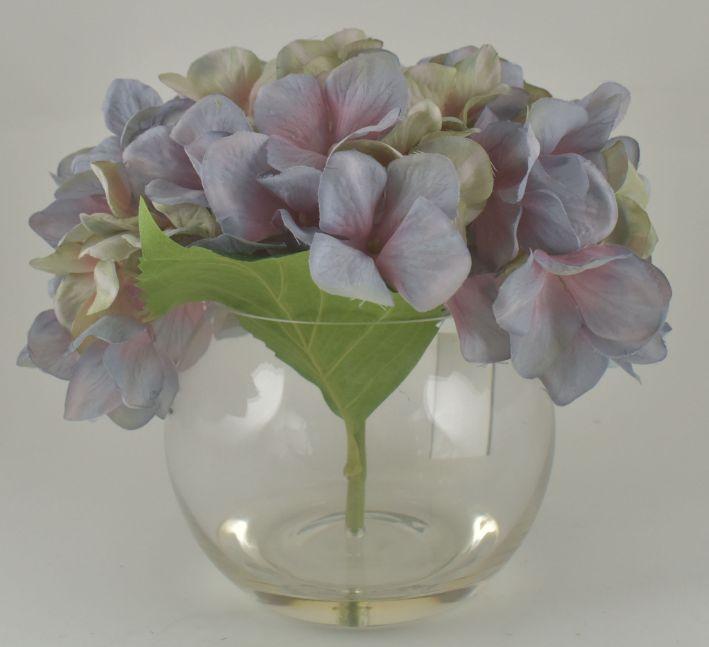 Lavender & Hydrangea in Bubble Glass Vase image