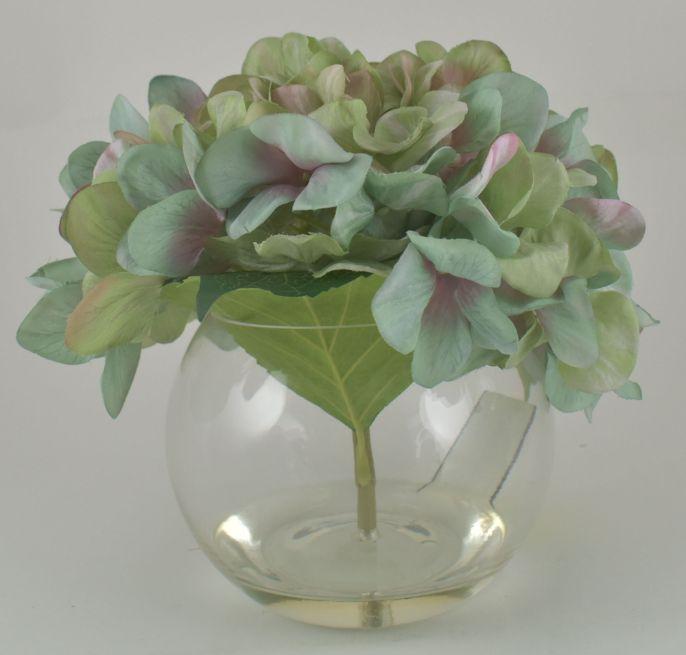 Seafoam Hydrangea in Bubble Glass Vase image