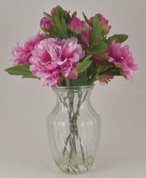 Fuchsia Peony Bouquet in Glass Vase image
