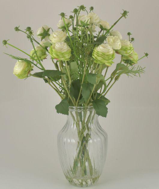 Cream Ranunculus Bouquet in Glass Vase image