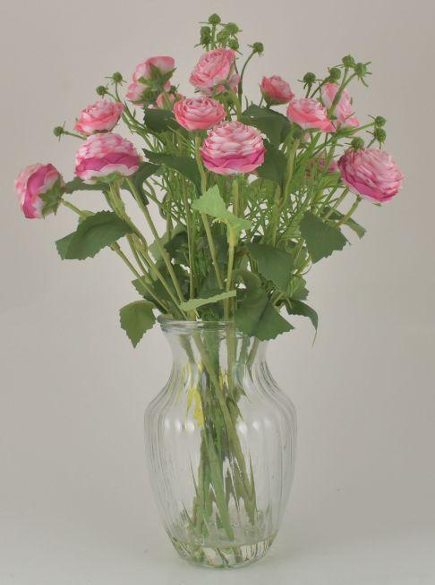 Pink Ranunculus Bouquet in Glass Vase image