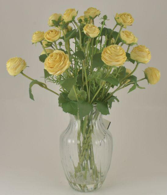 Yellow Ranunculus Bouquet in Glass Vase image