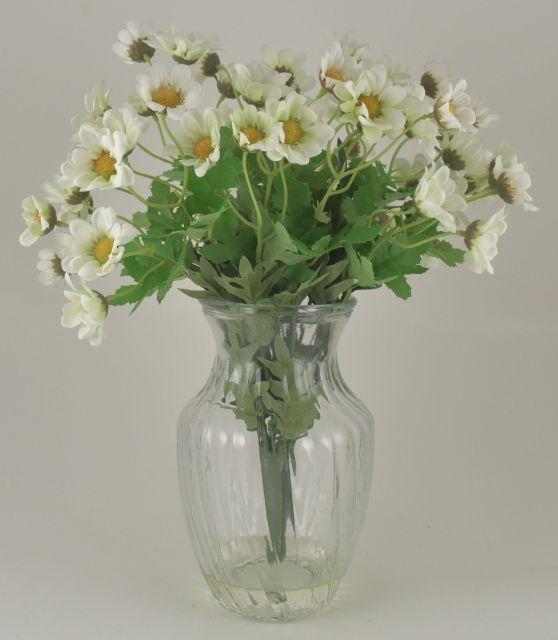 White Daisy Bouquet in Glass Vase image