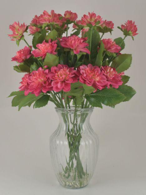 Fuchsia Dahlia Bouquet in Glass Vase image