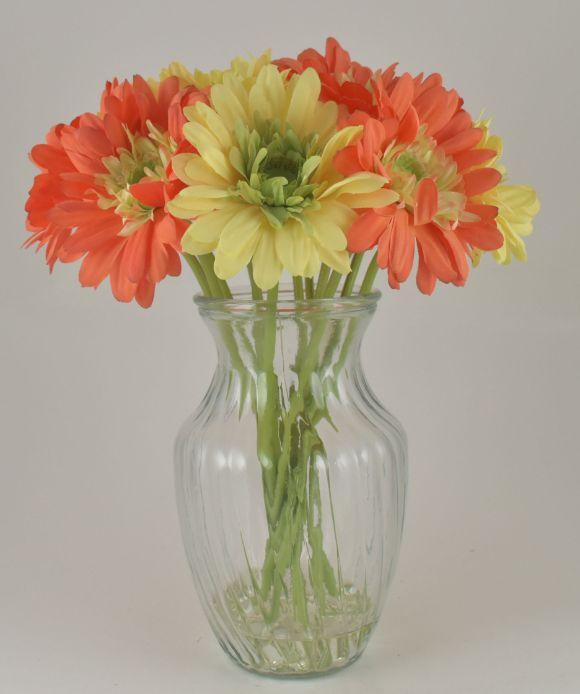 Yellow & Orange Gerbera Bouquet in Glass Vase image