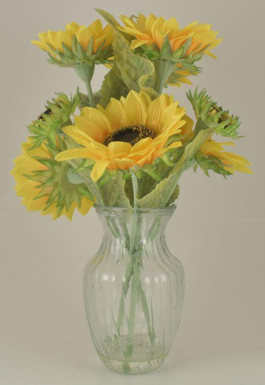 Yellow Sunflower Bouquet in Glass Vase image