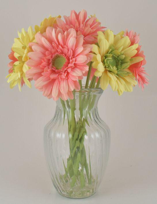 Light Pink Gerbera Bouquet in Glass Vase image