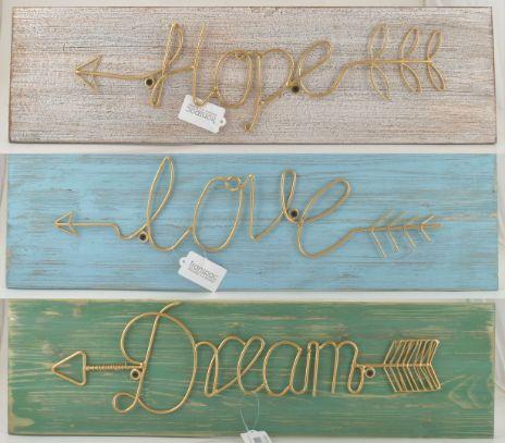 Metal/Wood Arrow Word Wall Art 3 Asst image