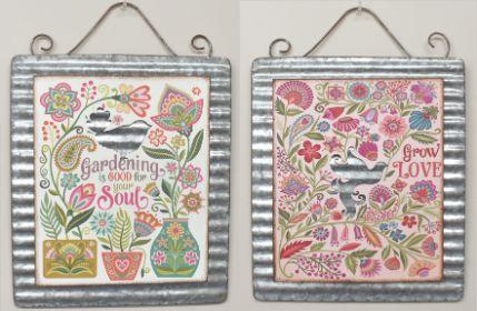 Metal Corrugated Folk Art Sign 2 Asst image