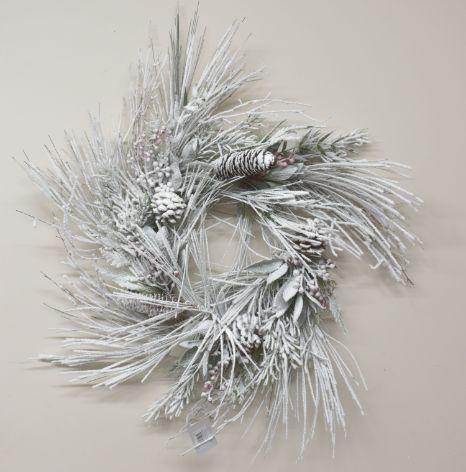 Snowy Long Needle Pinecone Pine Wreath image