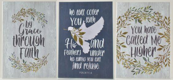 Wood Grain Faith Wall Decor 3 Asst image