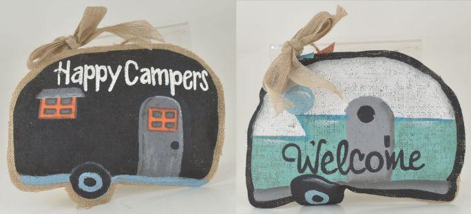 Stuffed Burlap Happy Camper Decor 2 Asst image