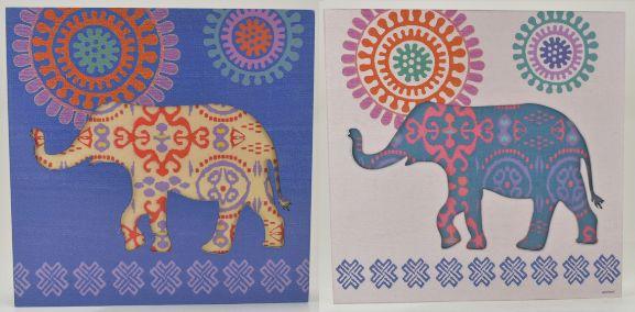 MDF/Metal Caravan Elephant Block Wall Art 2 Asst image