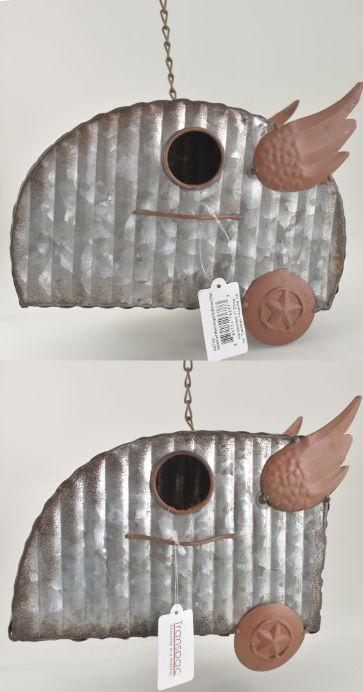 Galvanized Metal Winged Birdhouse 2 Asst image