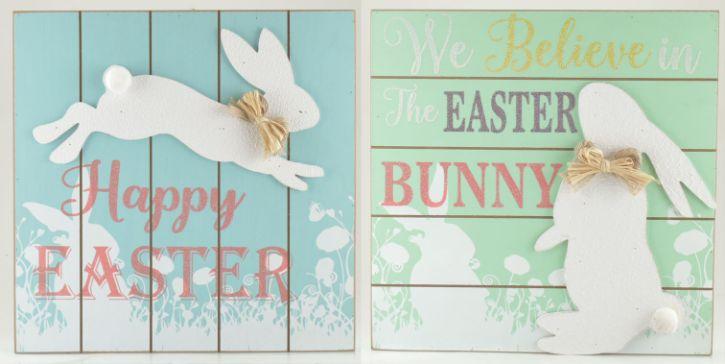 MDF Bunny Pompom Tail Wall Art 2 Asst image